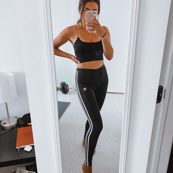 adidas Pants - Adidas Original Three Stripe Black Leggings